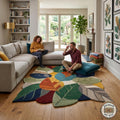 Hand Tufted Wool Leaf Rug, Organic Botanical Area Carpet, Modern Nature Decor