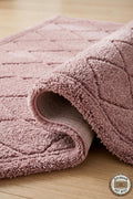 Hand Tufted Wool Rug: pink Geometric Diamond, Modern Minimalist Carpet, Soft Dense Pile