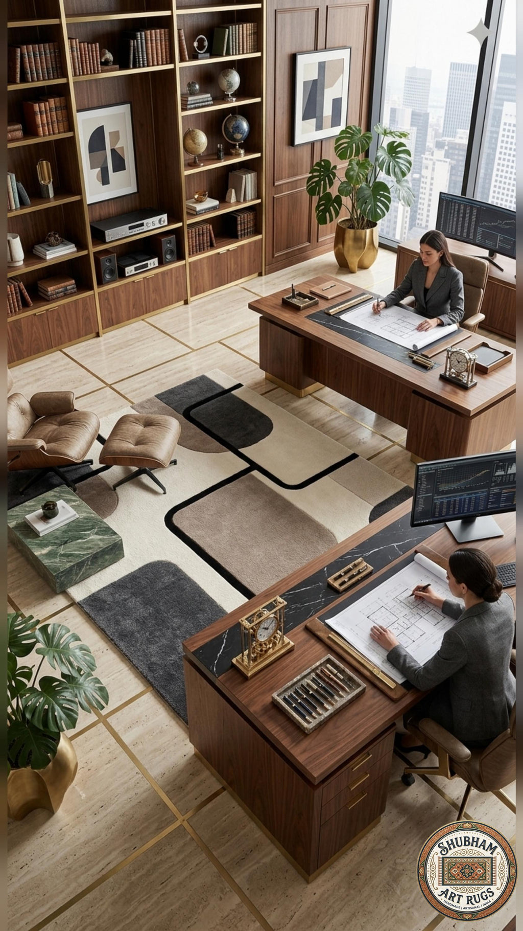 Hand Tufted Wool Rug, Modern Abstract Geometric Living Room Carpet
