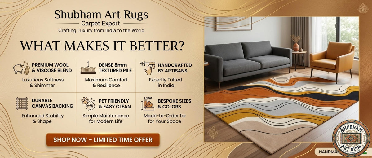 Hand Tufted Wool Rug, Abstract Organic Wave Carpet, Luxury Living Room Area Rug