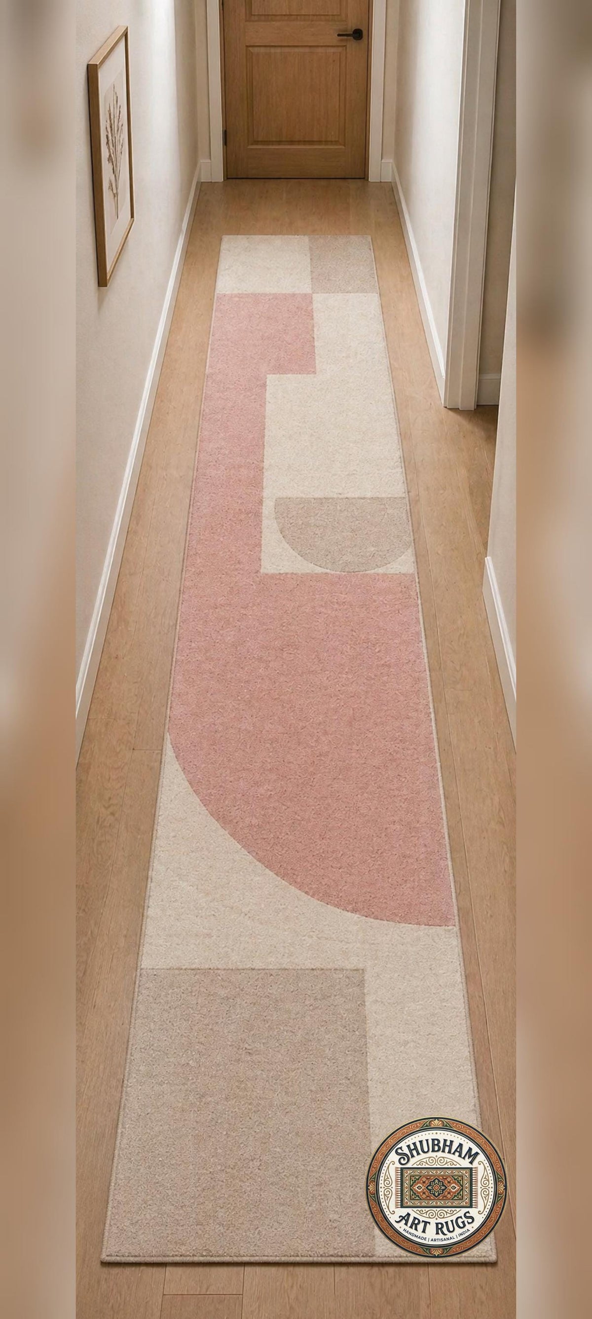 Hand Tufted Wool Rug, Soft Pink Beige Abstract Carpet, Modern Living Room Area Rug