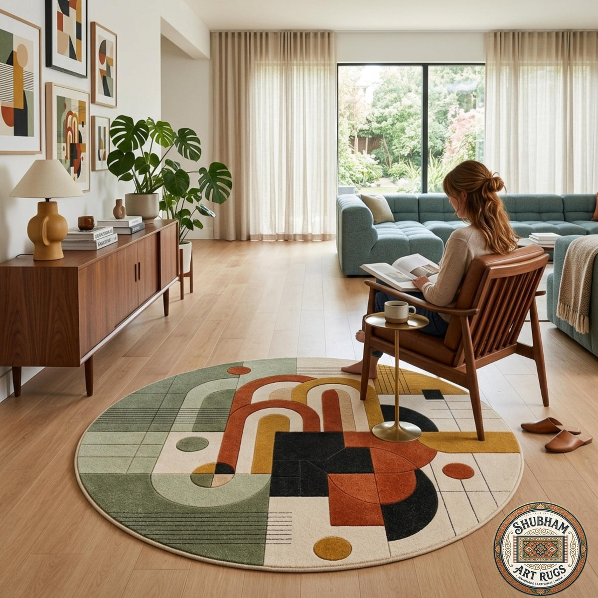 Hand Tufted Wool Rug, Organic Abstract Shape, New Zealand Blend, Scandinavian Style Carpet