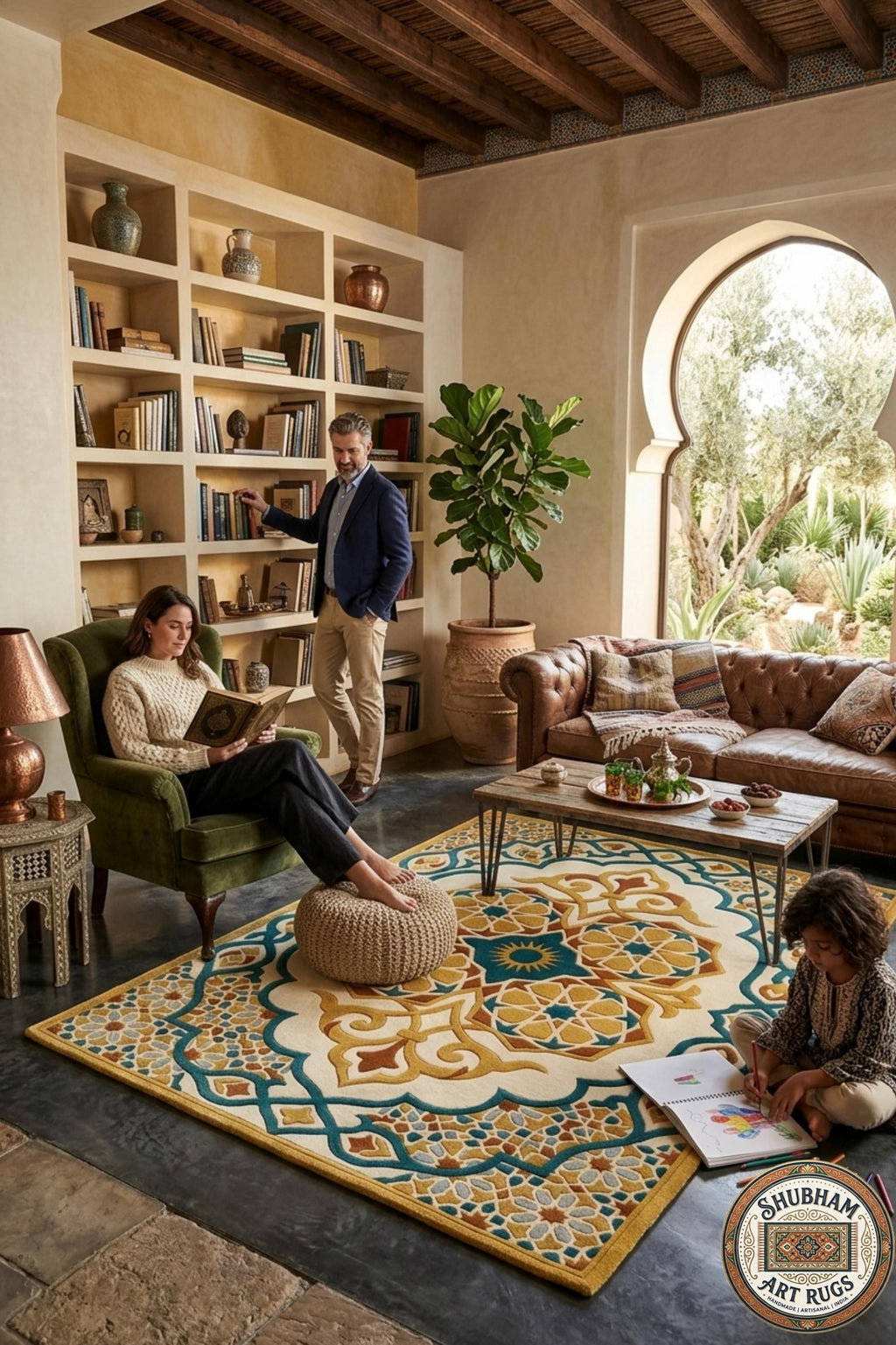 Hand Tufted Wool Rug, Moroccan Boho Geometric Carpet, Custom Indian Design