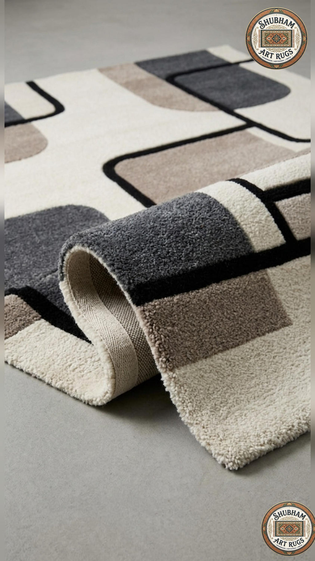 Hand Tufted Wool Rug, Modern Abstract Geometric Living Room Carpet