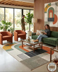 Hand Tufted Wool Rug, Modern Geometric Abstract Area Carpet, Organic Eco Friendly Home Decor