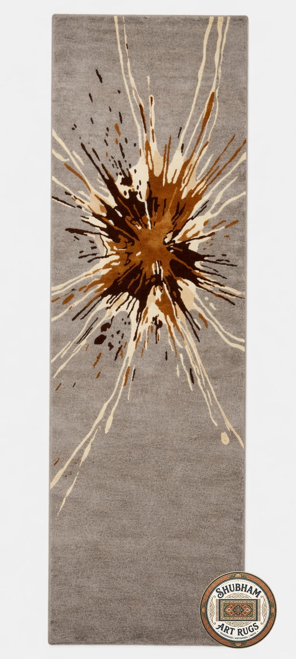 Hand Tufted Wool Splash Rug, Modern Abstract Grey Brown Area Carpet