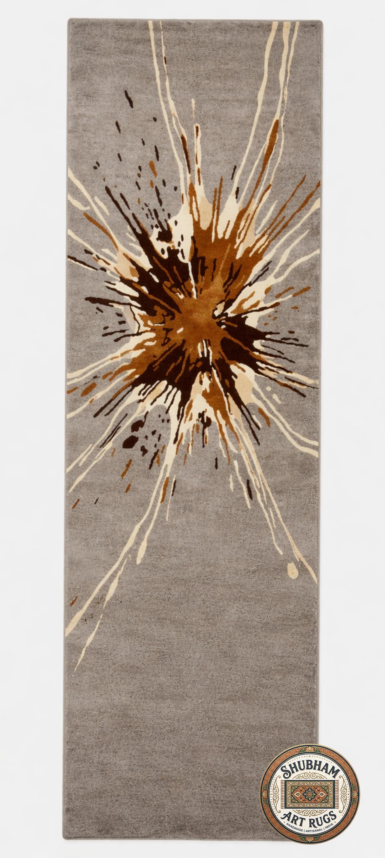 Hand Tufted Wool Splash Rug, Modern Abstract Grey Brown Area Carpet