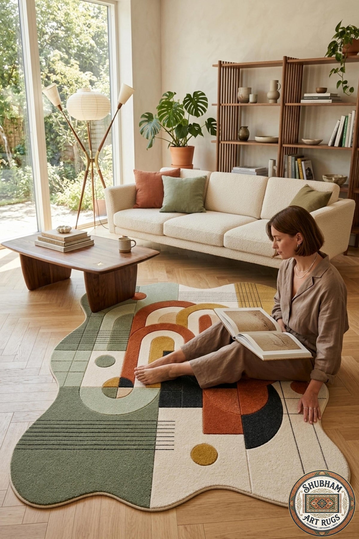 Hand Tufted Wool Rug, Organic Abstract Shape, New Zealand Blend, Scandinavian Style Carpet