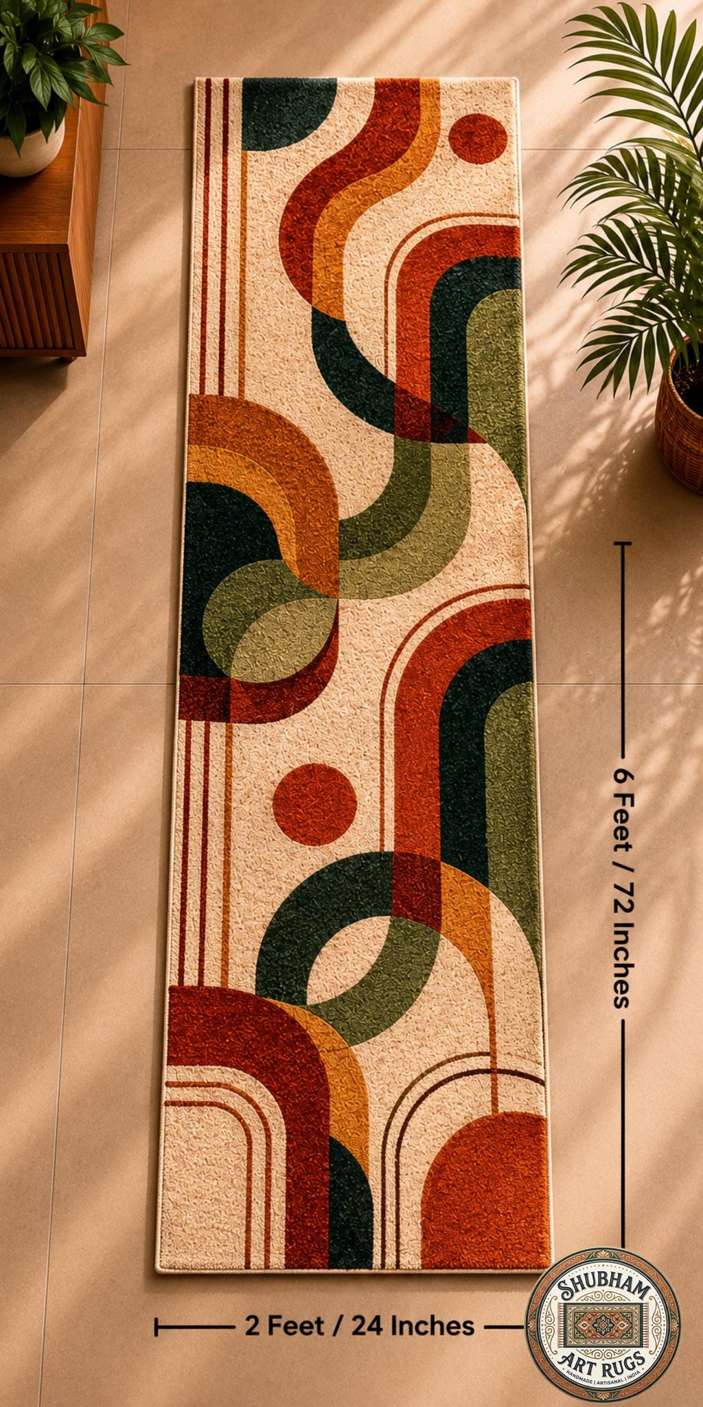 Hand Tufted Wool Rug, Modern Retro Abstract Geometric Carpet, Living Room Decor