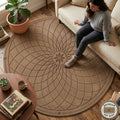 Hand Tufted Wool Round Rug, Modern Geometric Mandala Carpet, Organic Luxury Decor