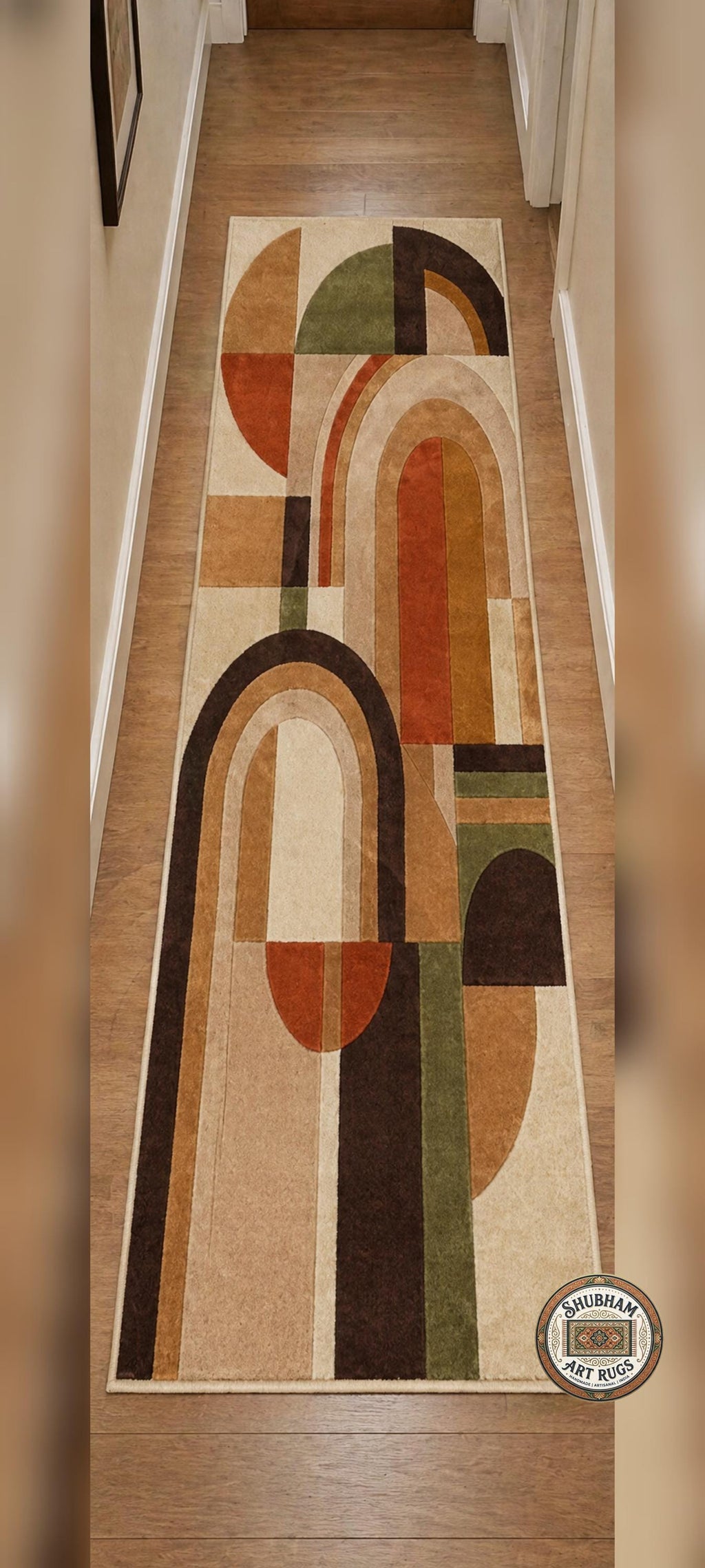 Hand Tufted Wool Rug, Modern Arch Abstract Geometric Carpet, Custom Size Living Room Bedroom