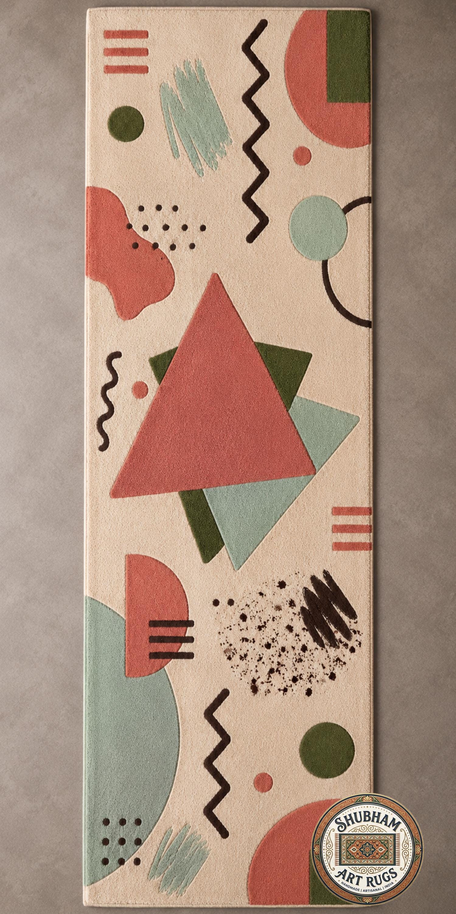 Hand Tufted Wool Rug, Modern Abstract Geometric Carpet, Organic Contemporary Design