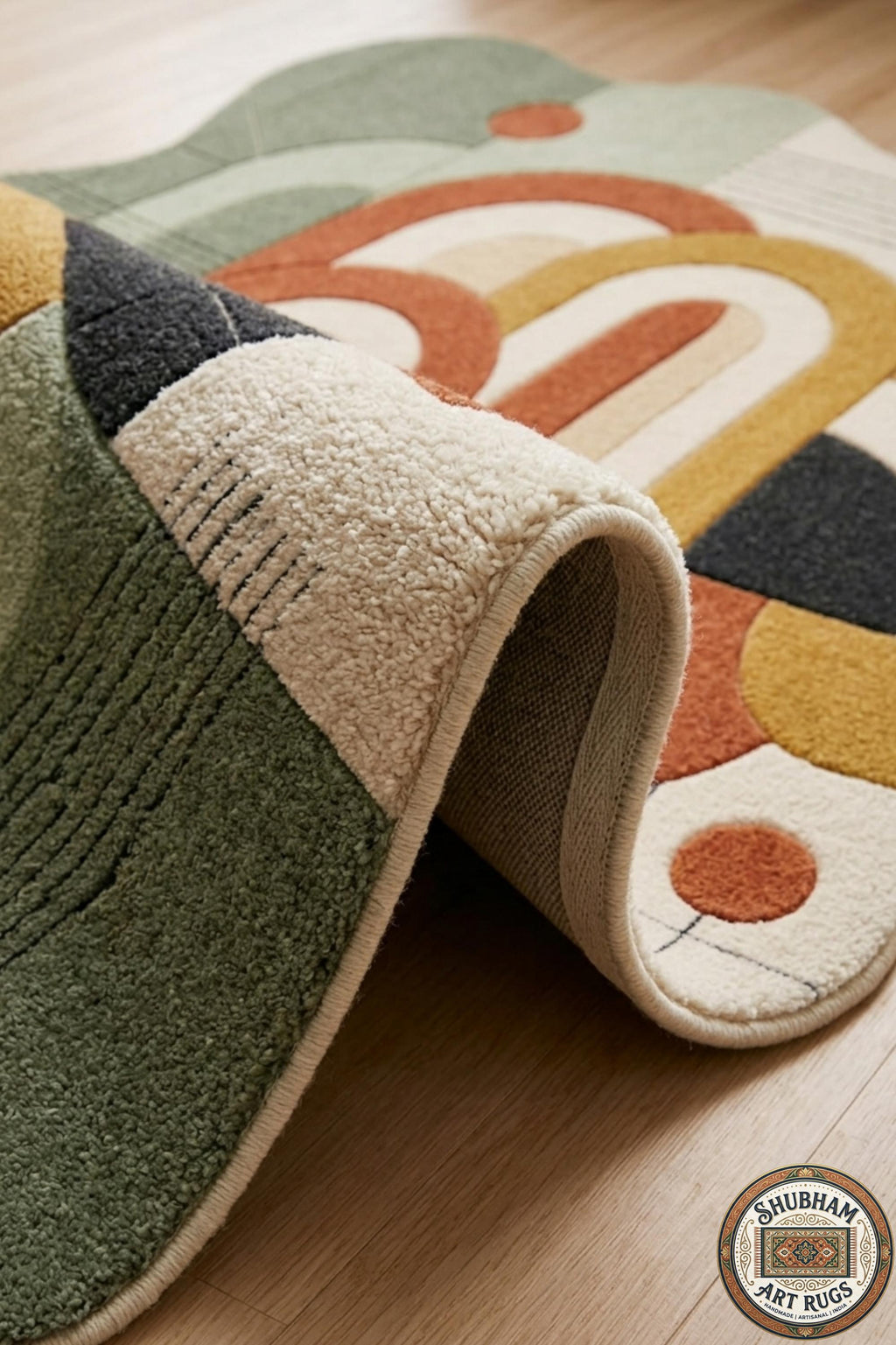 Hand Tufted Wool Rug, Organic Abstract Shape, New Zealand Blend, Scandinavian Style Carpet