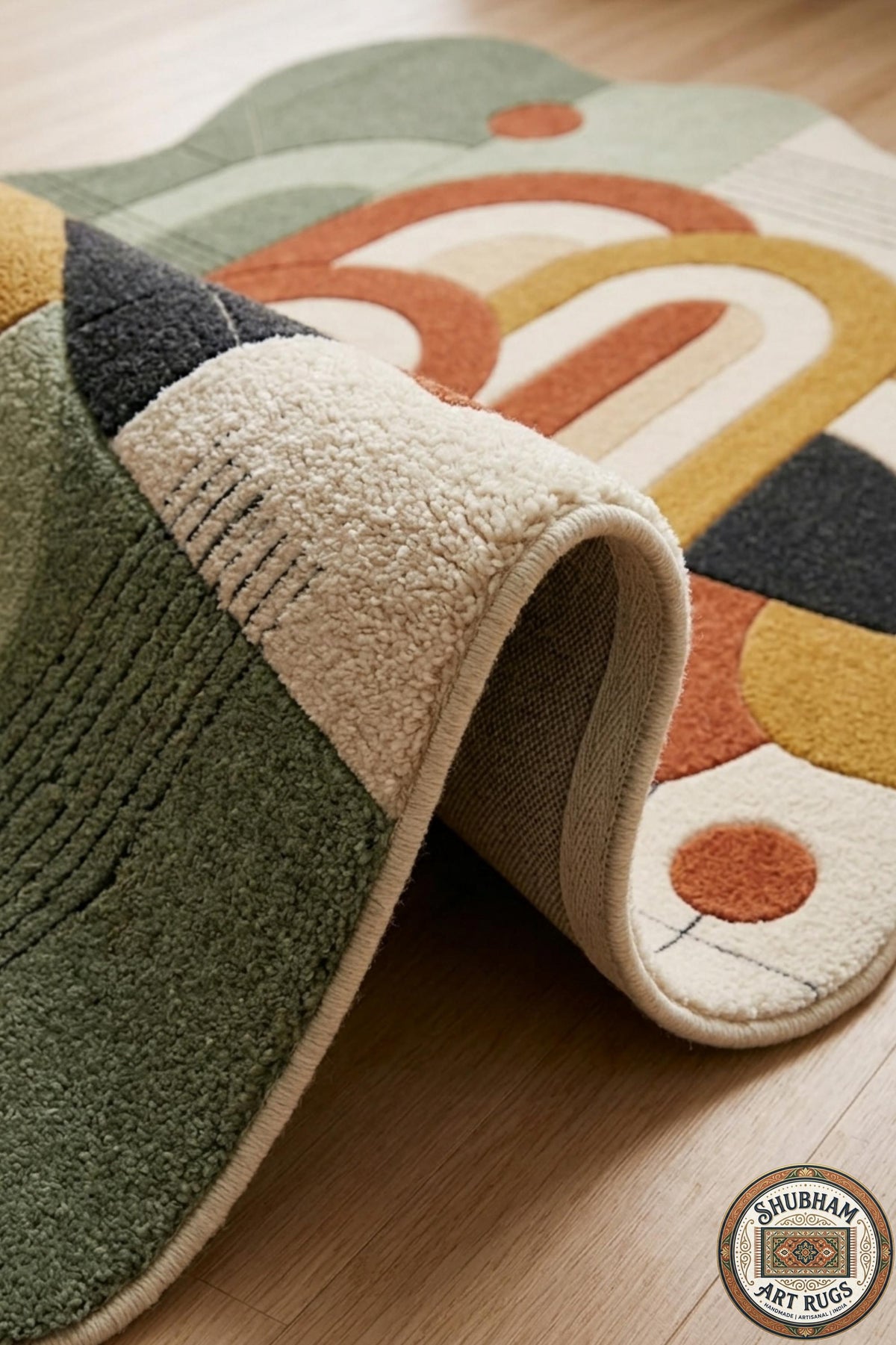 Hand Tufted Wool Rug, Organic Abstract Shape, New Zealand Blend, Scandinavian Style Carpet