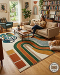 Hand Tufted Wool Rug, Modern Abstract Geometric Scandinavian Carpet, Eco Friendly Living Room Runner