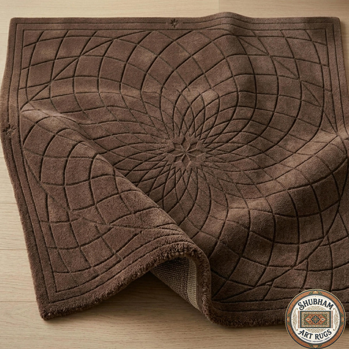 Hand Tufted Wool Rug, Modern Geometric Sculpted Carpet, Luxury Living Room Area Rug