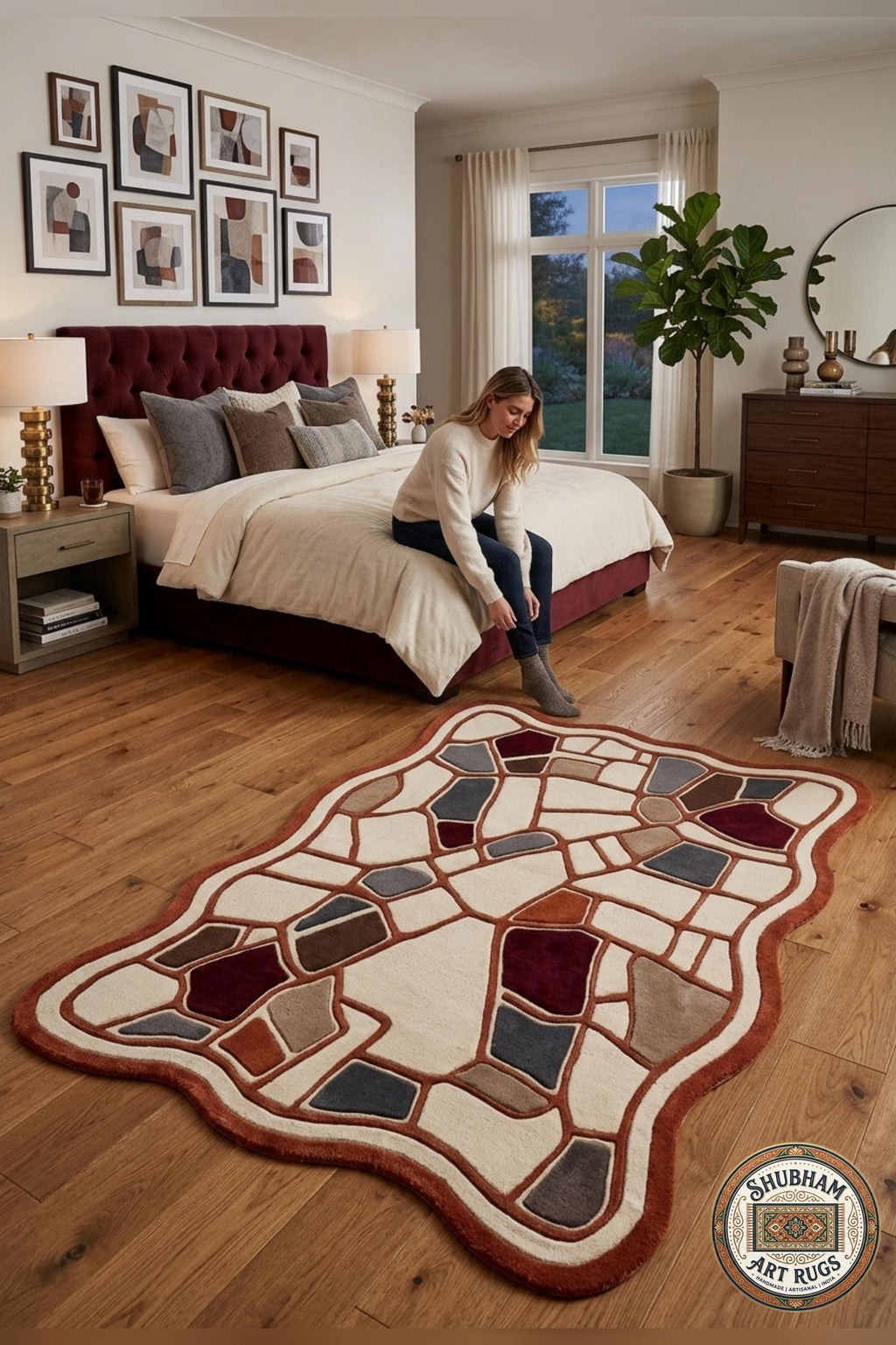 Hand Tufted Wool Rug, Organic Abstract Area Carpet, Modern Luxury Home Decor