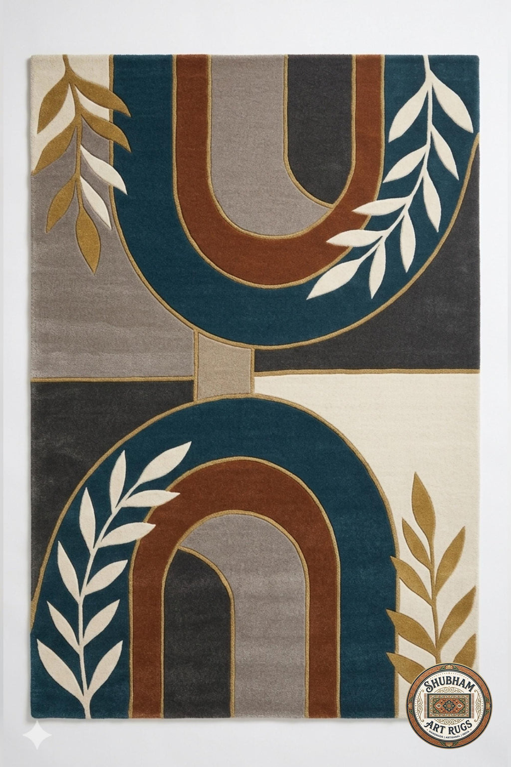 Alfombra de lana tejida a mano, alfombra abstracta geométrica, decoración moderna para sala de estar