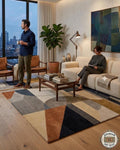 Hand Tufted Wool Rug: Modern Abstract Geometric Area Carpet, Neutral Beige Home Decor