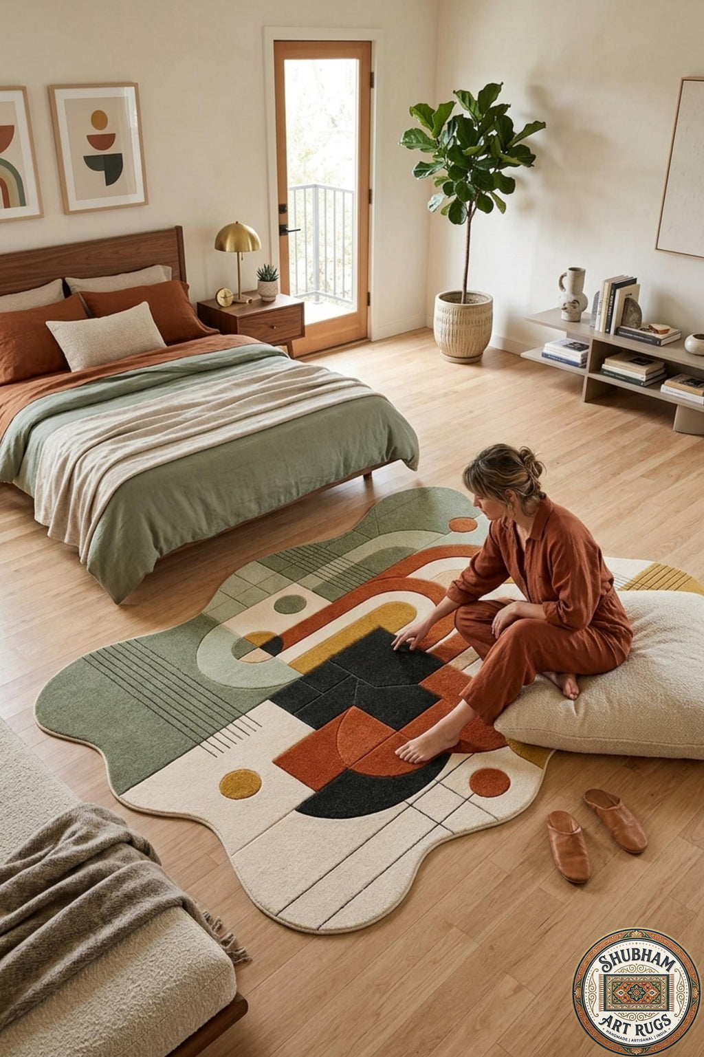 Hand Tufted Wool Rug, Organic Abstract Shape, New Zealand Blend, Scandinavian Style Carpet
