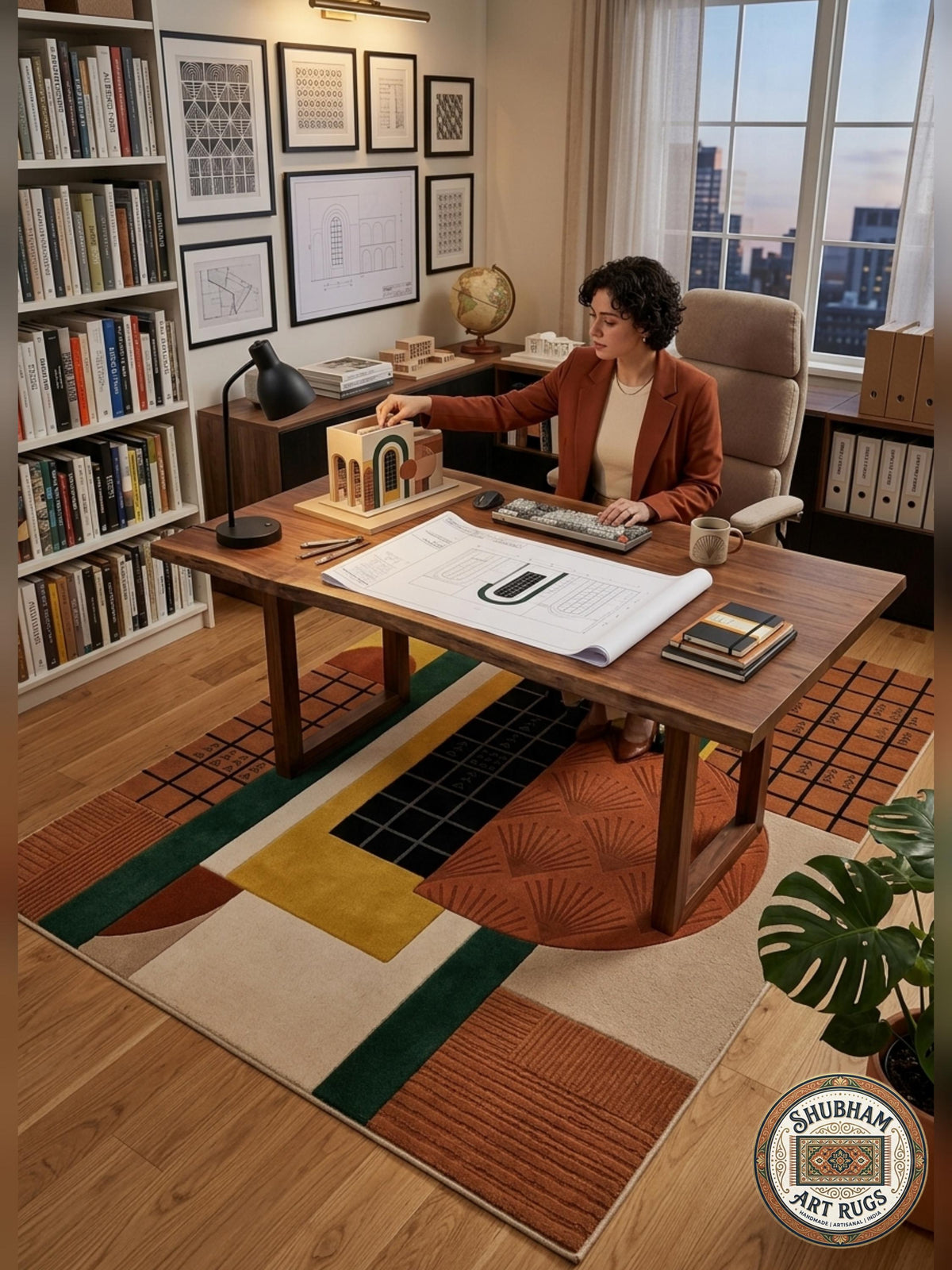 Hand Tufted Wool Rug, Modern Geometric Abstract Area Carpet, Living Room Home Decor