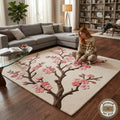 Hand Tufted Wool Cherry Blossom Rug, Floral Sakura Carpet, Shubham Art Rugs