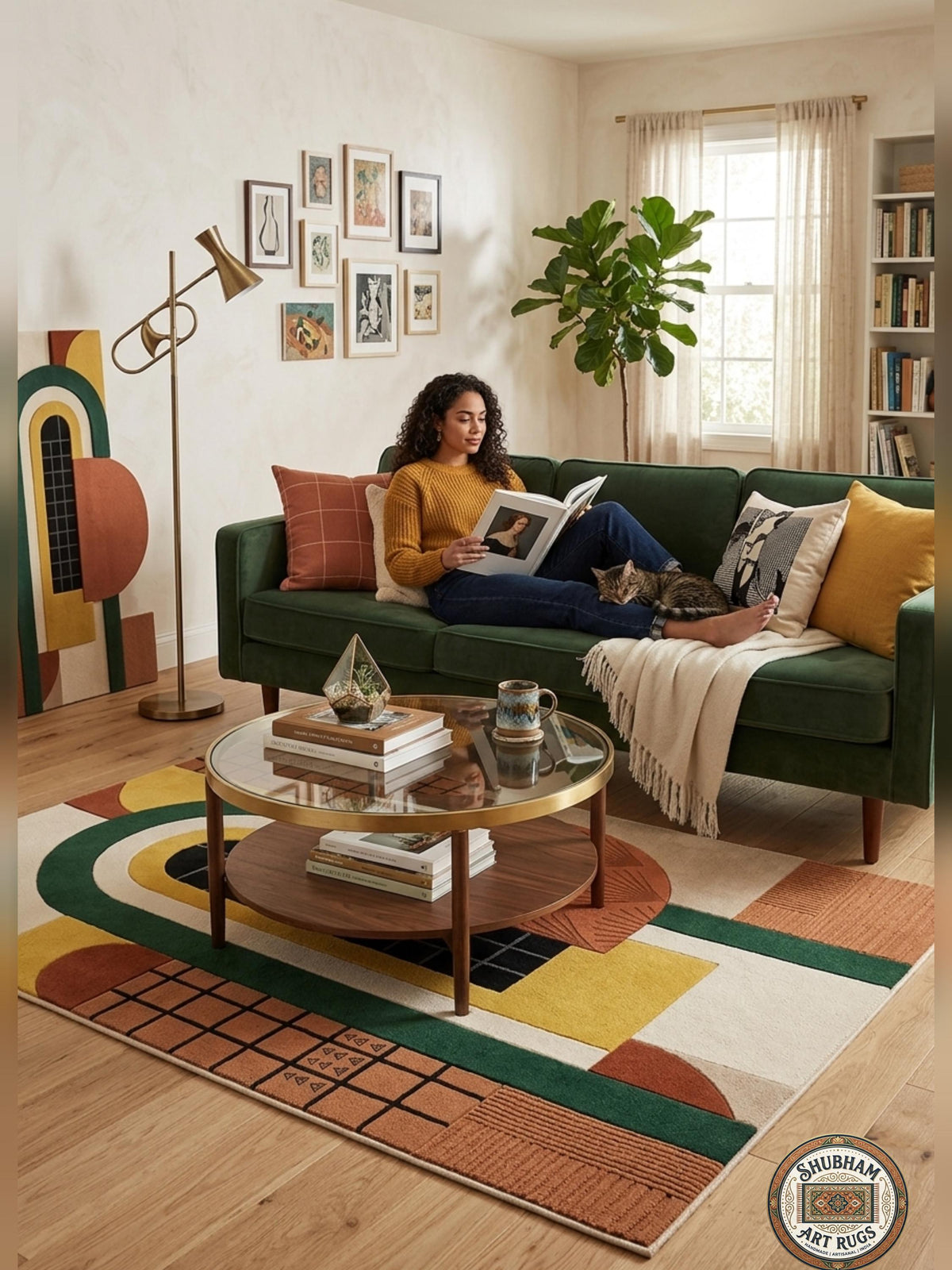 Hand Tufted Wool Rug, Modern Geometric Abstract Area Carpet, Living Room Home Decor