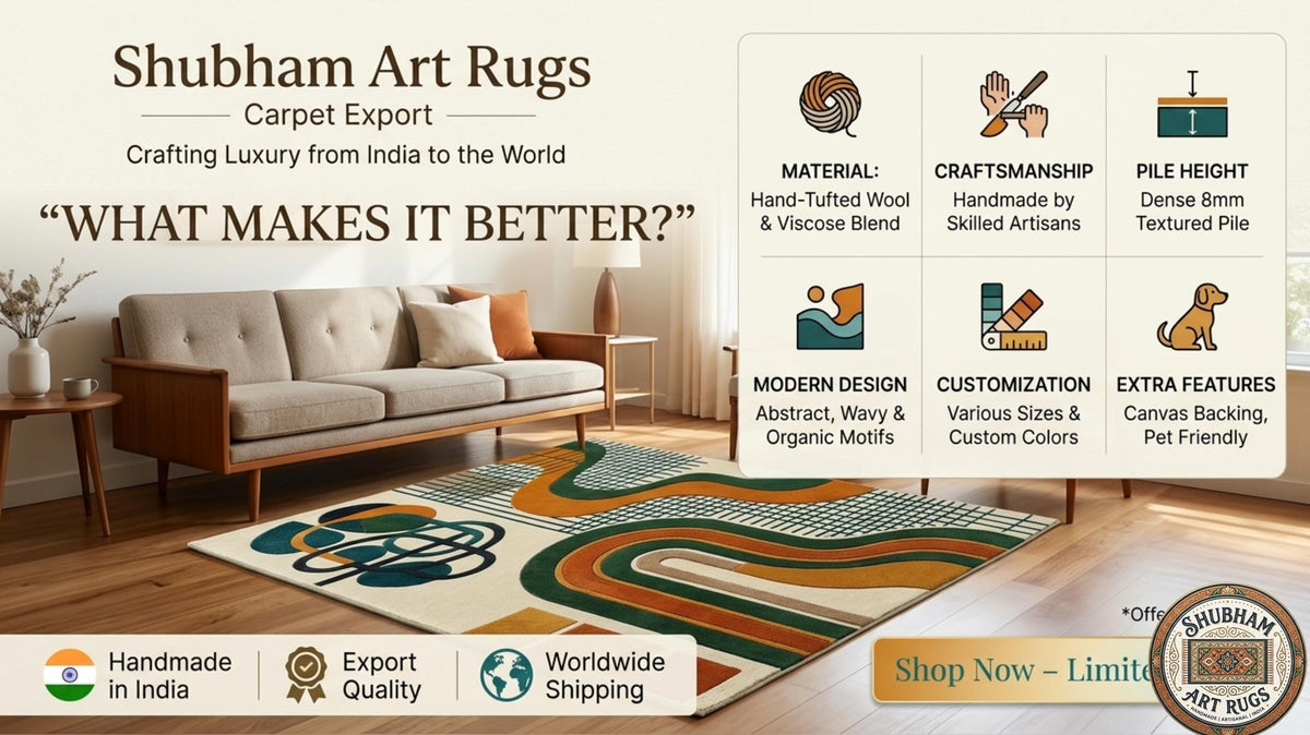 Hand Tufted Wool Rug, Modern Abstract Geometric Scandinavian Carpet, Eco Friendly Living Room Runner