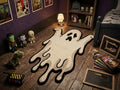 Hand Tufted New Zealand Wool Ghost Rug, Cream Black Halloween Area Rug