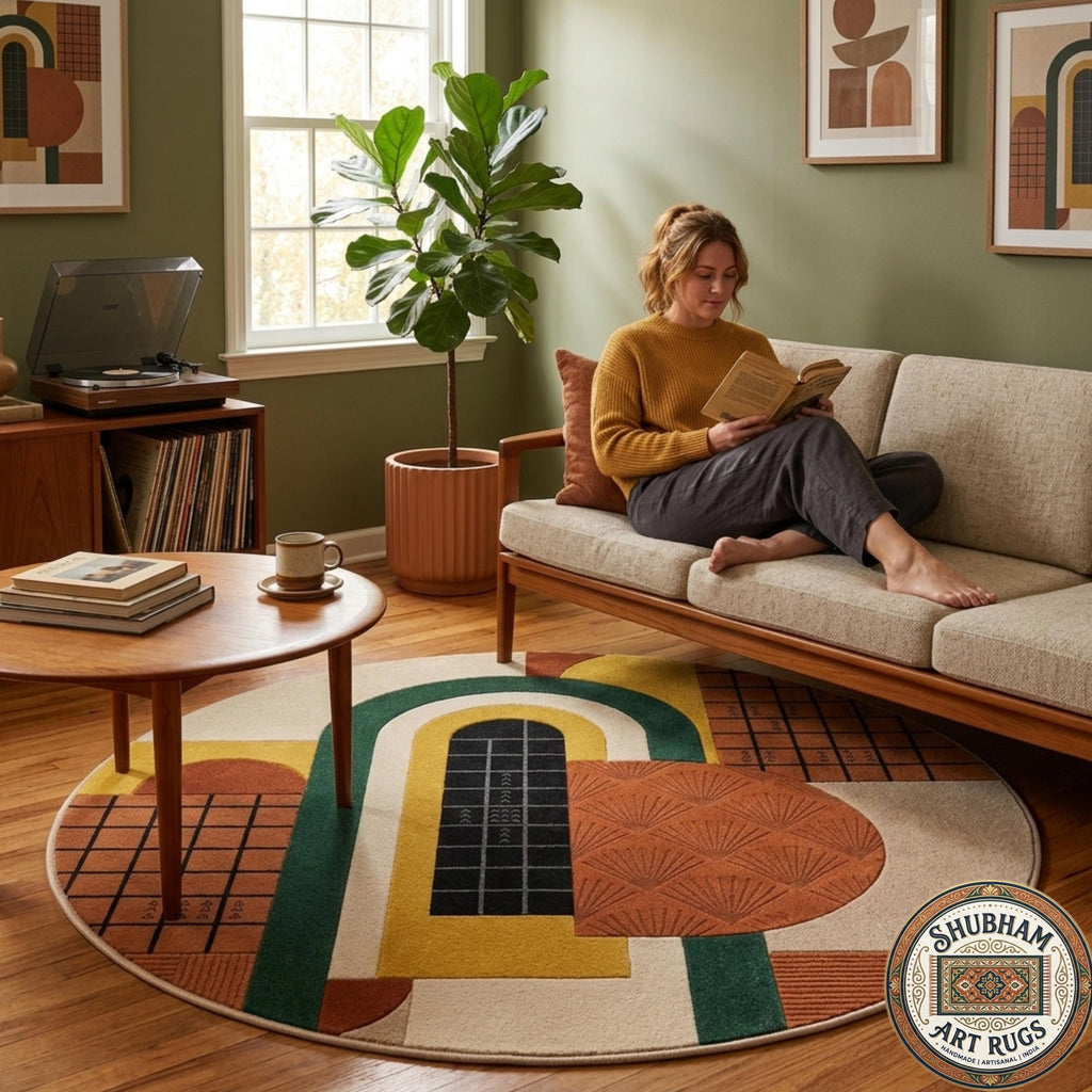 Hand Tufted Wool Rug, Modern Geometric Abstract Area Carpet, Living Room Home Decor