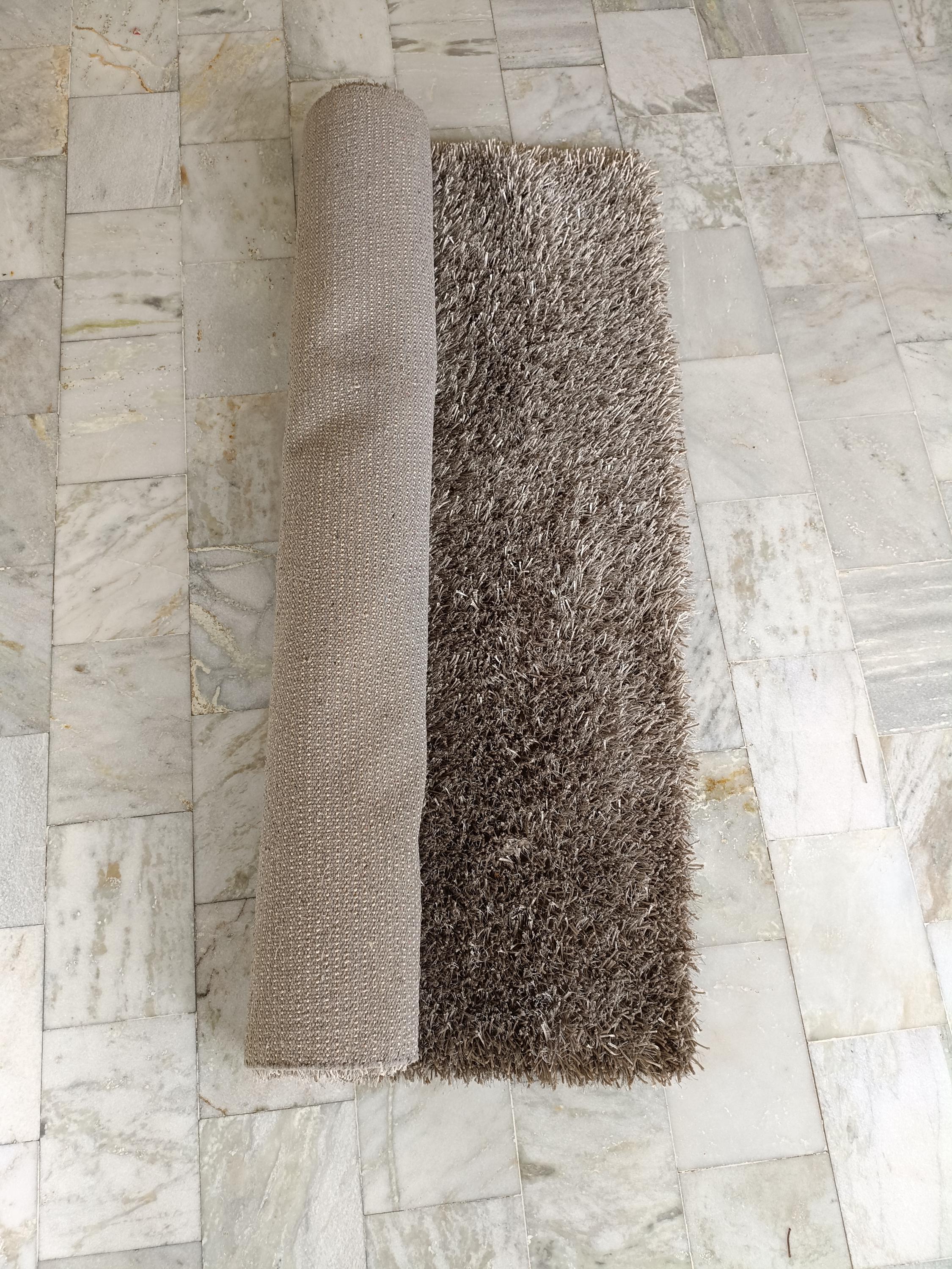 Shaggy Wool Silk Blend Rug 5x8 Ft: Modern Vintage Style Carpet for Living Room