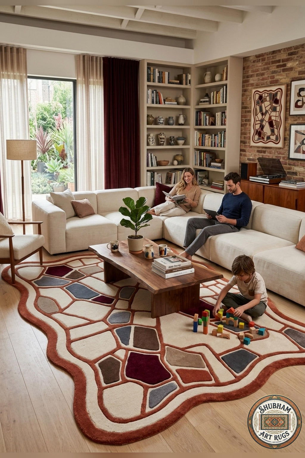Hand Tufted Wool Rug, Organic Abstract Area Carpet, Modern Luxury Home Decor