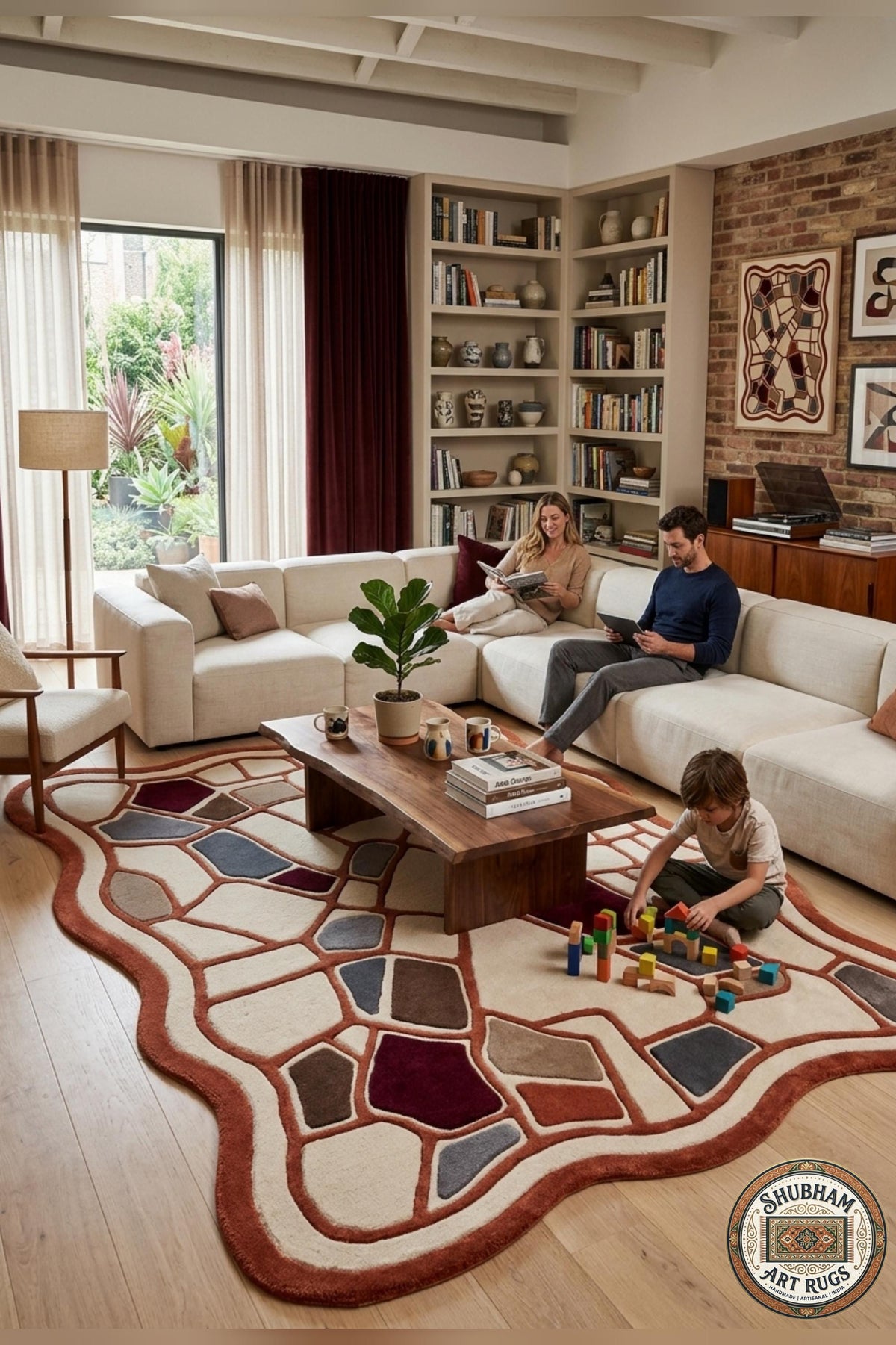 Hand Tufted Wool Rug, Organic Abstract Area Carpet, Modern Luxury Home Decor
