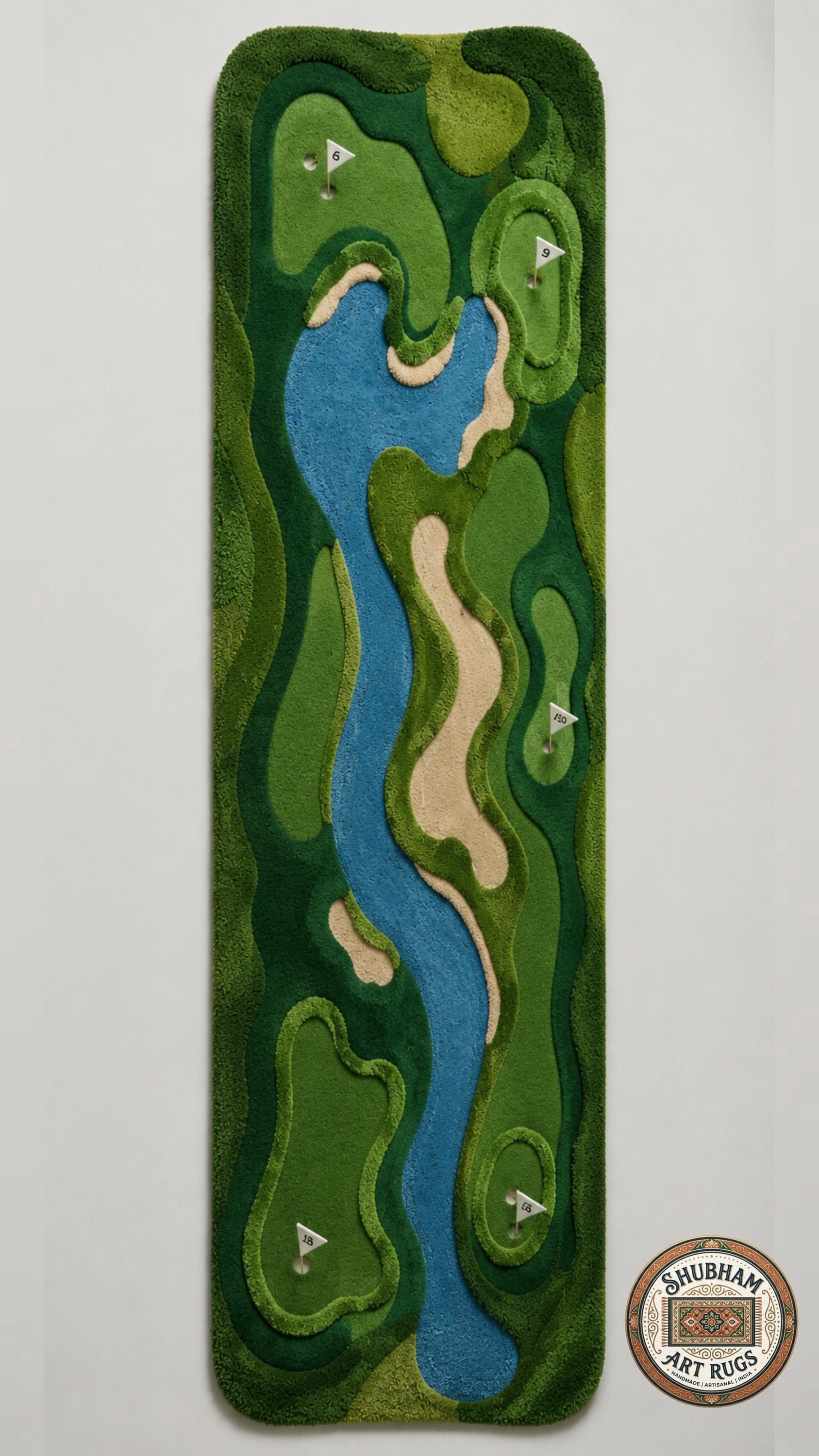Hand Tufted Wool Golf Course Rug, Luxury Modern Floor Decor New Zealand Wool