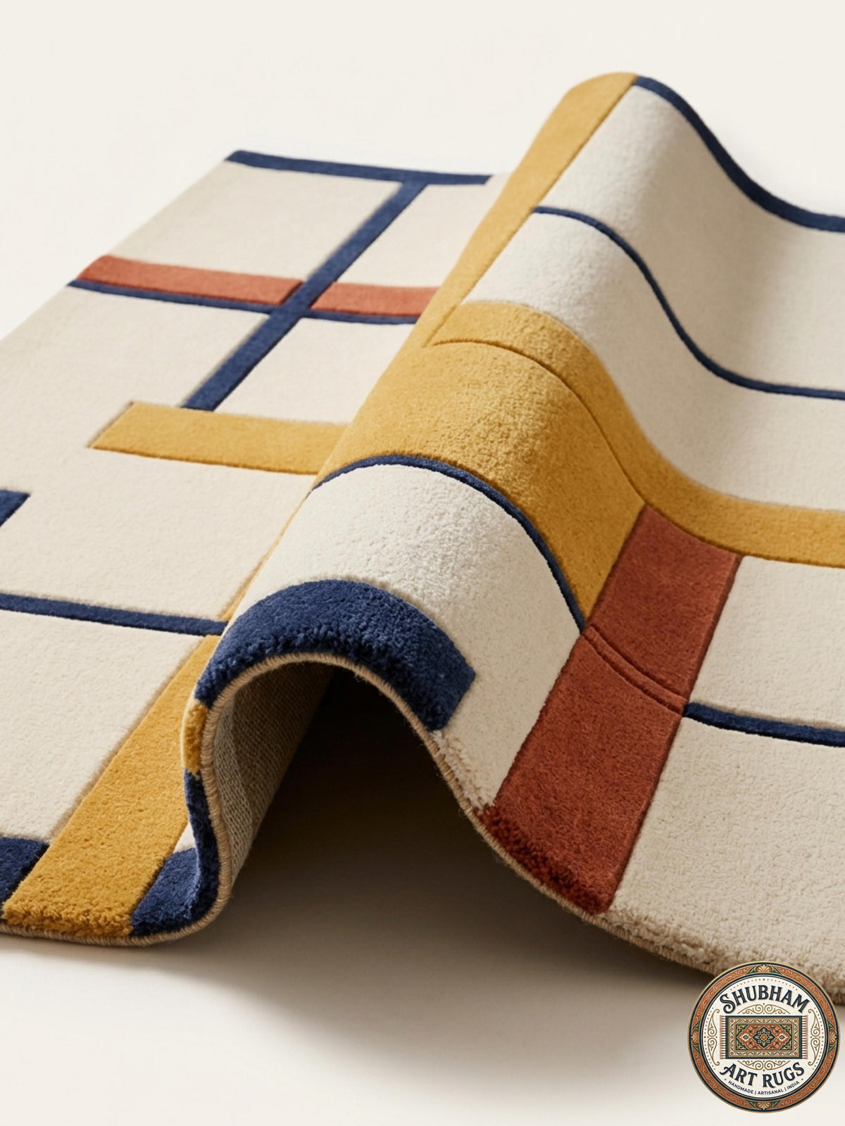 Hand Tufted Wool Rug, Abstract Geometric Scandinavian Carpet, Custom Size Area Rug