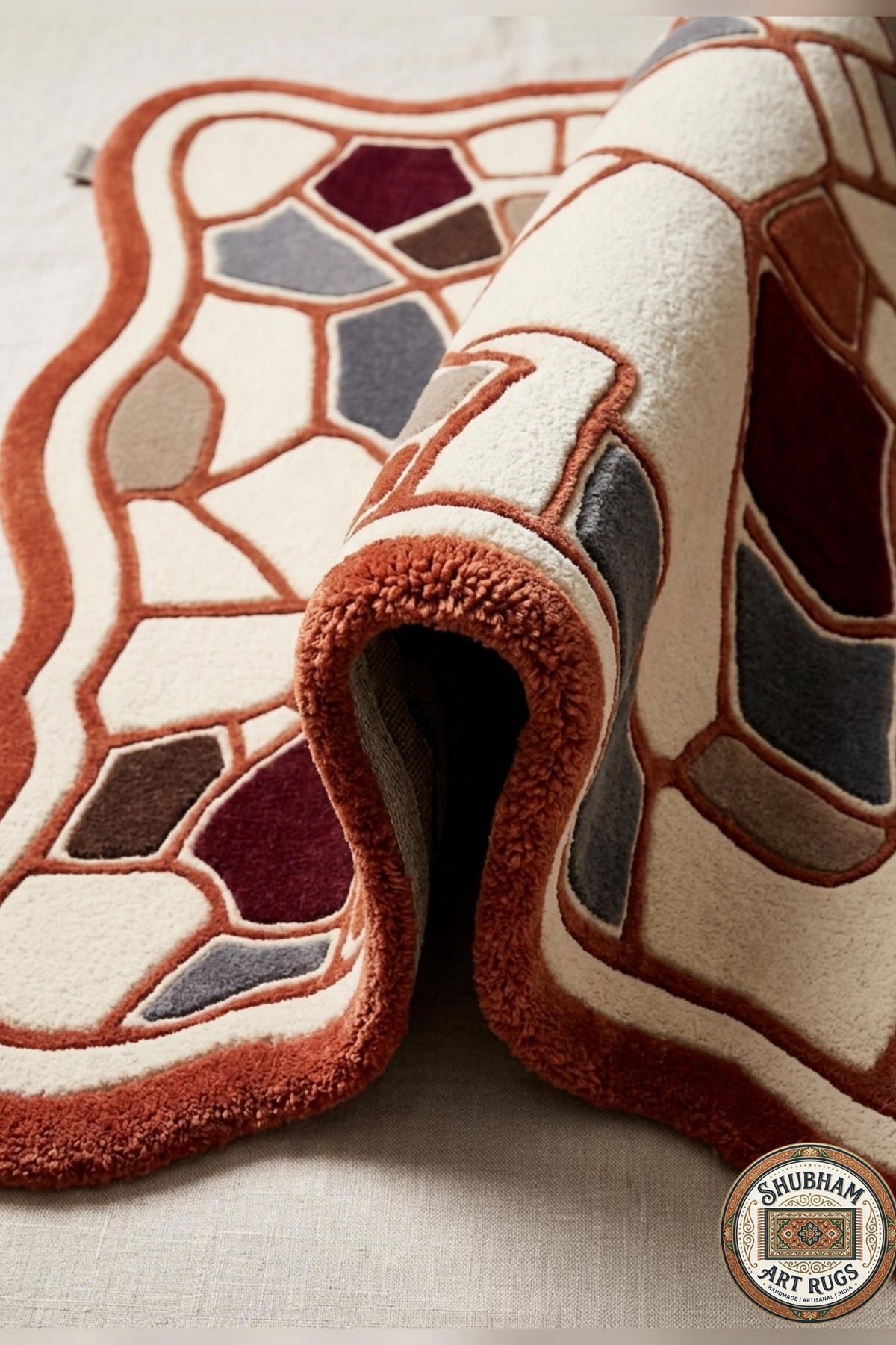 Hand Tufted Wool Rug, Organic Abstract Area Carpet, Modern Luxury Home Decor