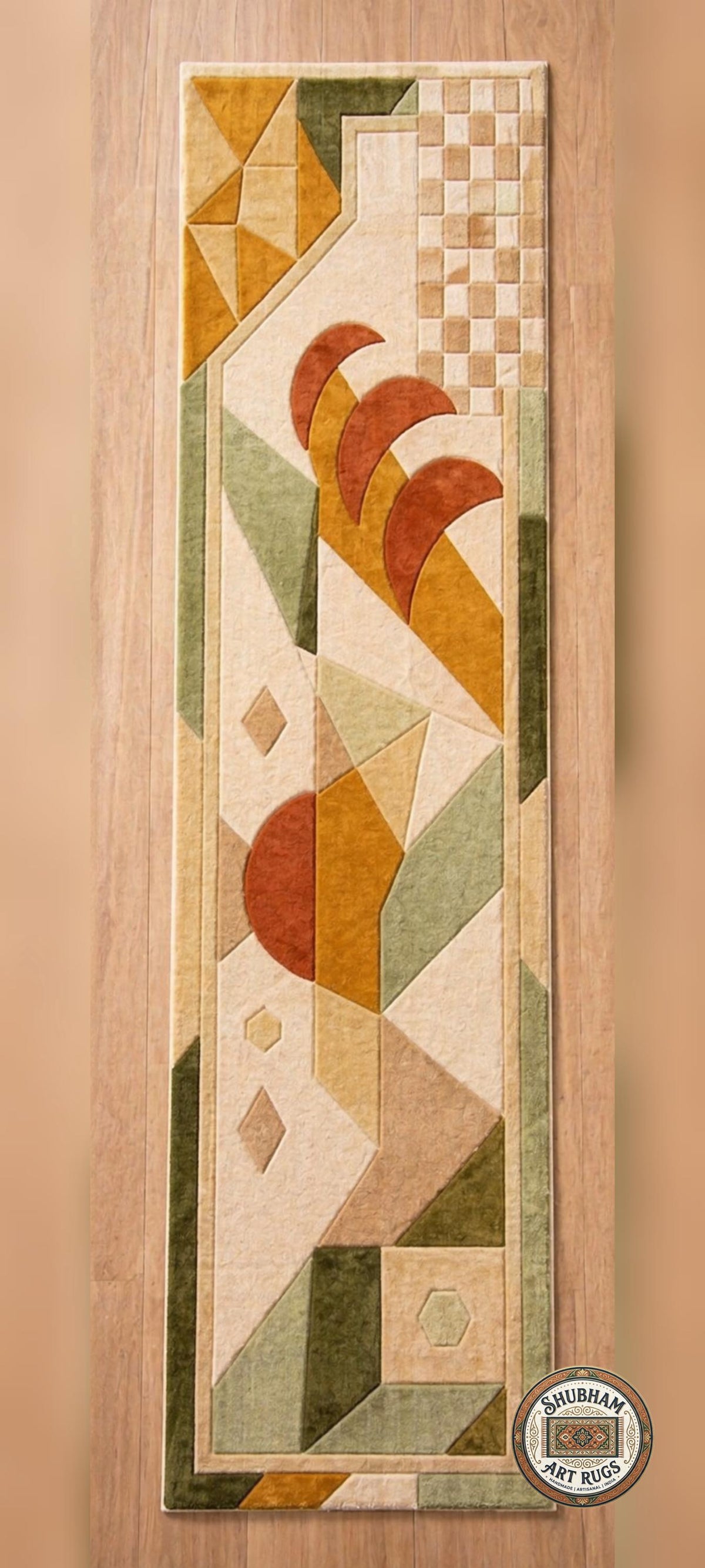 Hand Tufted Wool Rug, Modern Abstract Geometric Carpet, Custom Living Room Bedroom