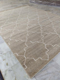 Hand Knotted Wool Rug, Beige Geometric Moroccan Style Living Room Carpet