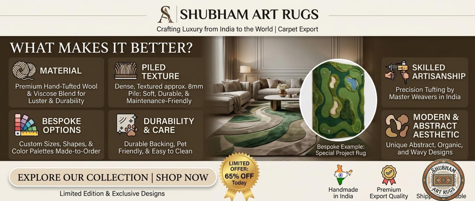 Hand Tufted Wool Golf Course Rug – Mini Golf Abstract Carpet Living Room Decor