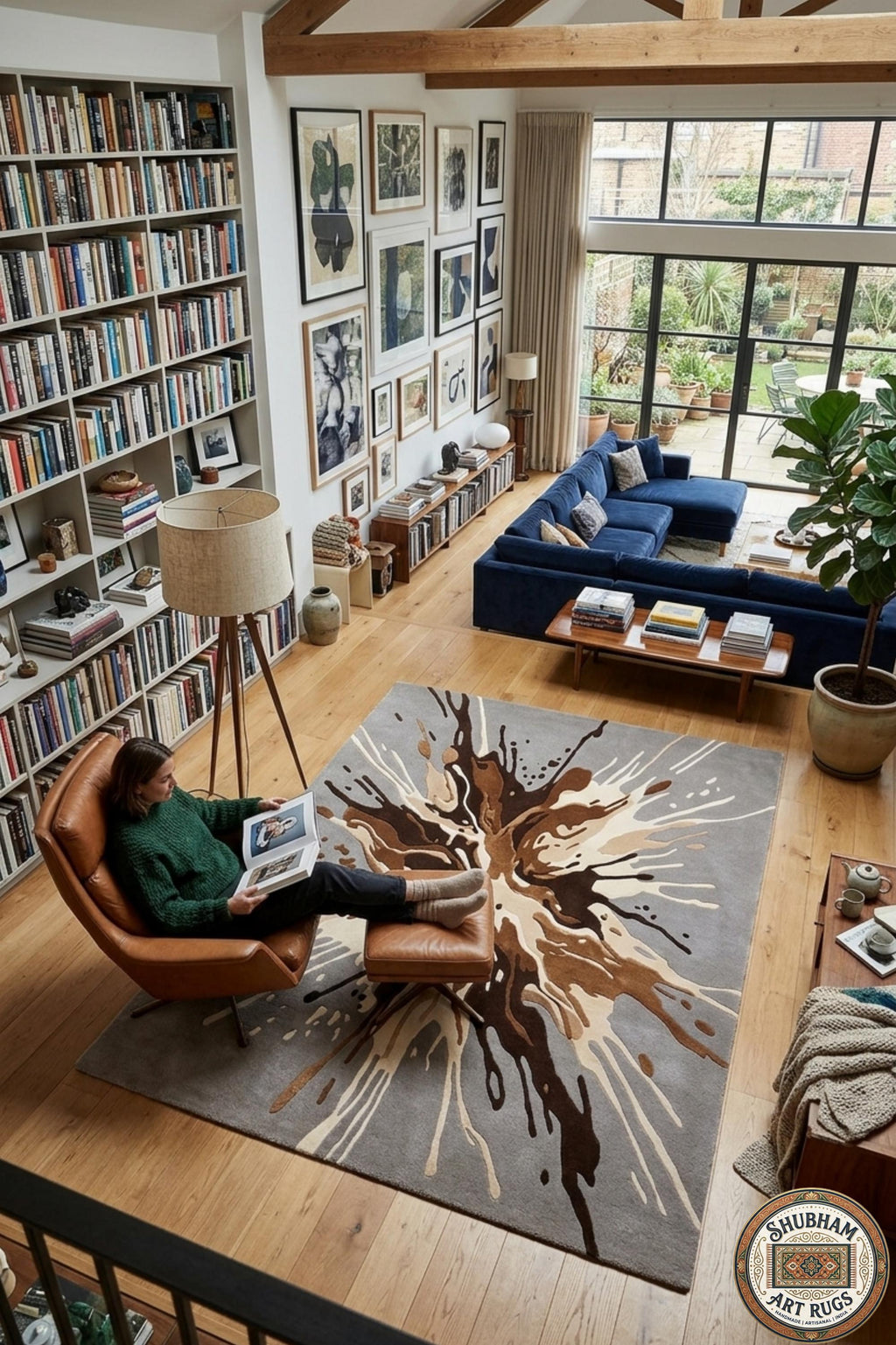 Hand Tufted Wool Abstract Splash Rug – Modern Living Room Carpet