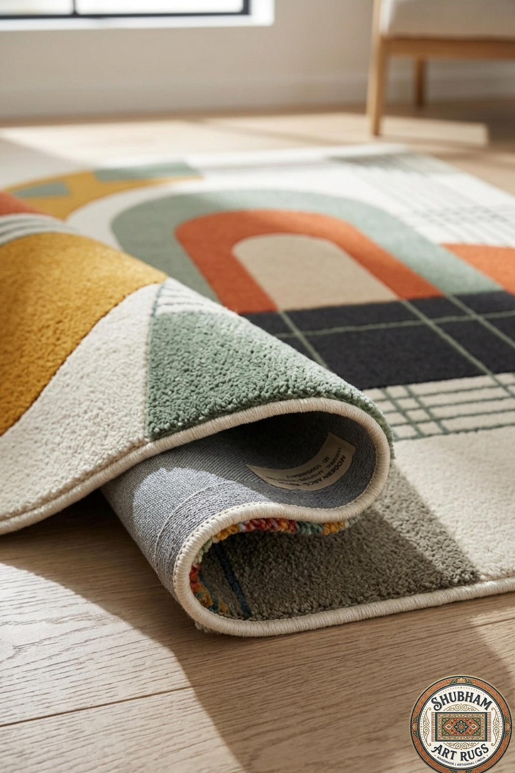 Hand Tufted Wool Rug, Modern Geometric Abstract Area Carpet, Organic Eco Friendly Home Decor