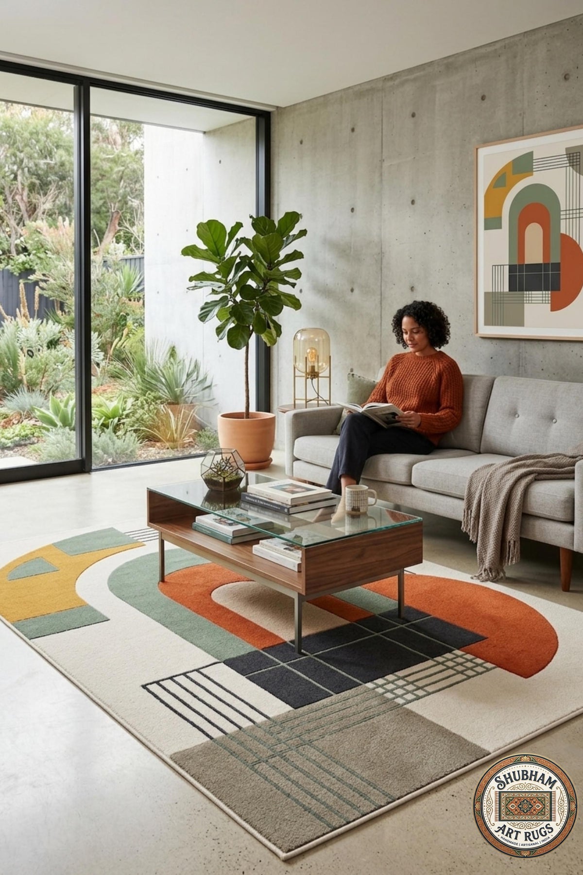 Hand Tufted Wool Rug, Modern Geometric Abstract Area Carpet, Organic Eco Friendly Home Decor