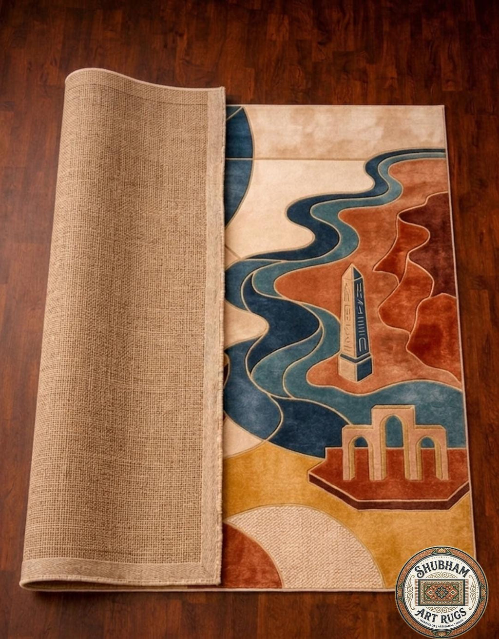 Hand Tufted Wool Area Rug, Celestial Moon Star Abstract Boho Carpet