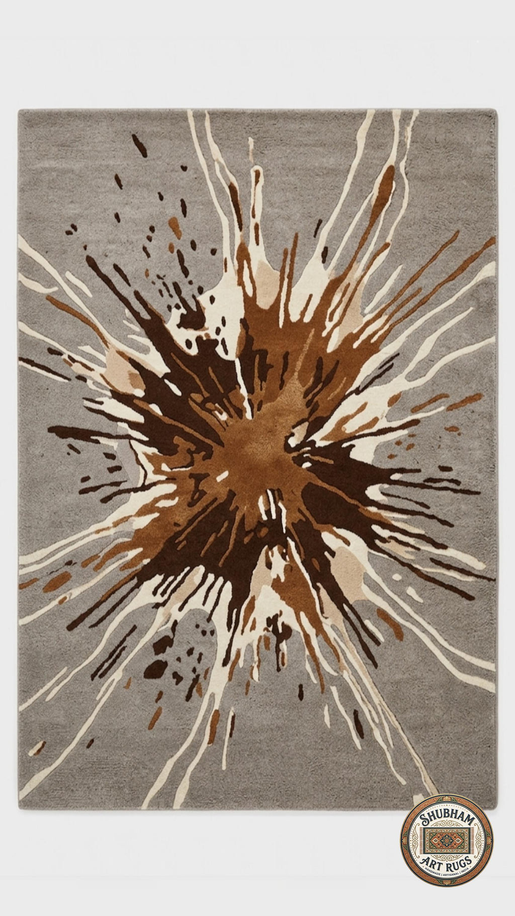 Hand Tufted Wool Splash Rug, Modern Abstract Grey Brown Area Carpet