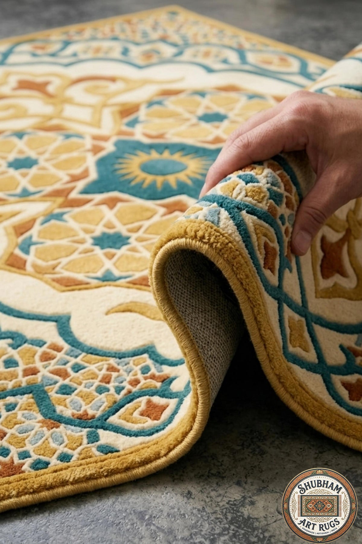 Hand Tufted Wool Rug, Moroccan Boho Geometric Carpet, Custom Indian Design