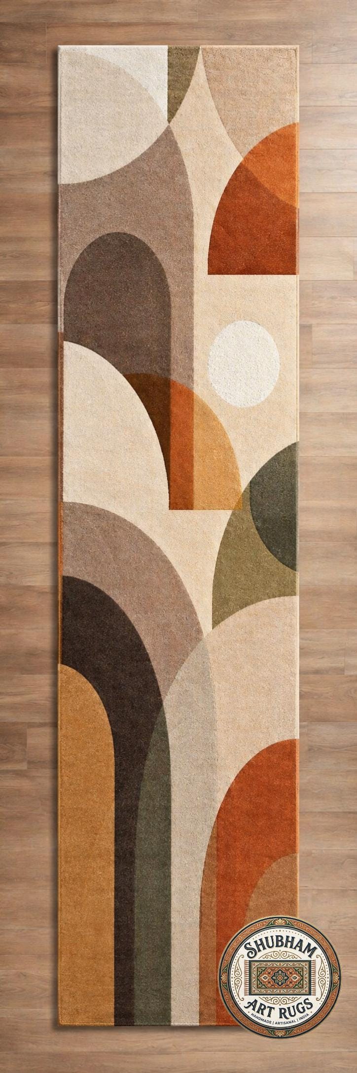 Hand Tufted Wool Rug, Geometric Abstract Mid Century Scandinavian Design
