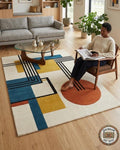 Hand Tufted Geometric Wool Rug: Modern Plush Living Room Carpet