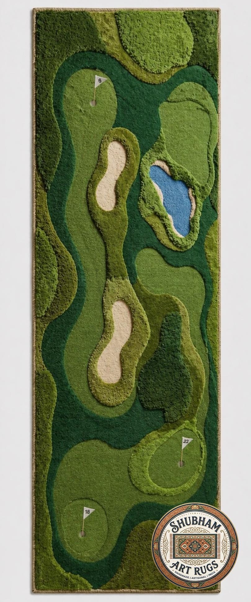 Hand Tufted Wool Golf Course Rug – Mini Golf Abstract Carpet Living Room Decor