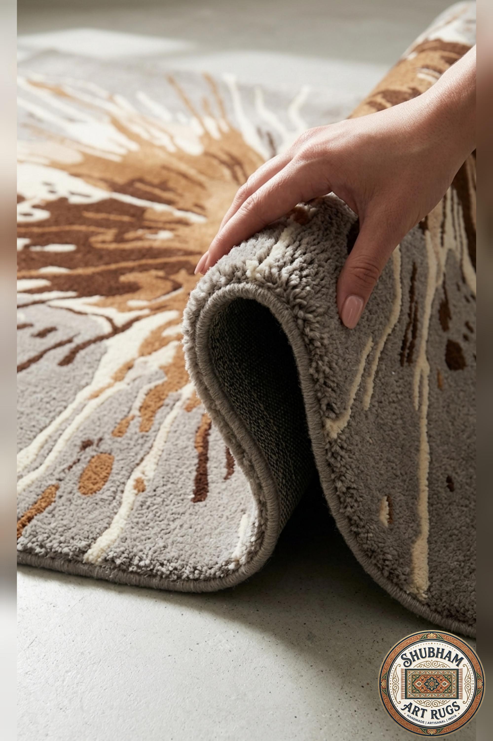Hand Tufted Wool Splash Rug, Modern Abstract Grey Brown Area Carpet