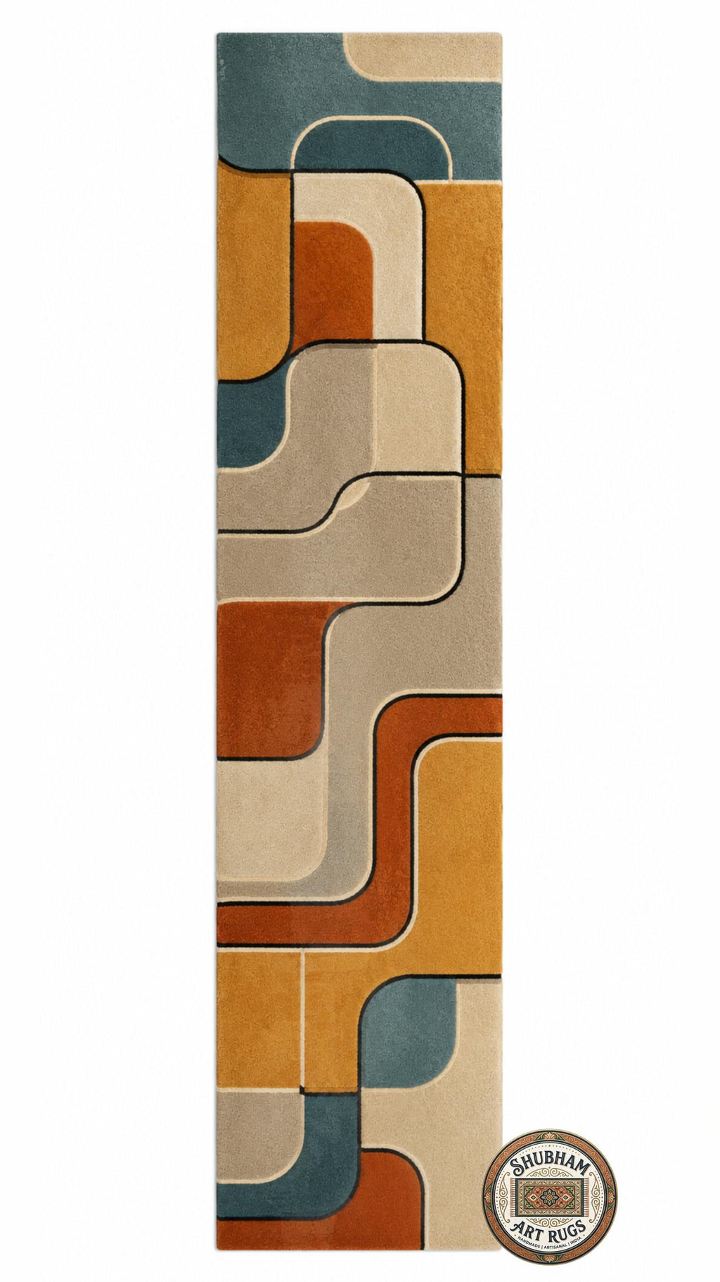 Hand Tufted Wool Area Rug, Mid Century Modern Abstract Geometric Carpet